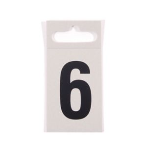 Image of Silver effect Plastic Self-adhesive Door number 6 (H)50mm (W)30mm