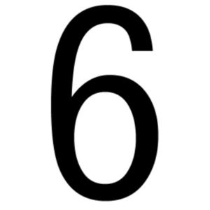 Image of The House Nameplate Company Gloss Black uPVC Self-adhesive House number 6 (H)60mm (W)40mm