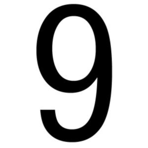 Image of The House Nameplate Company Gloss Black uPVC Self-adhesive House number 9 (H)60mm (W)40mm