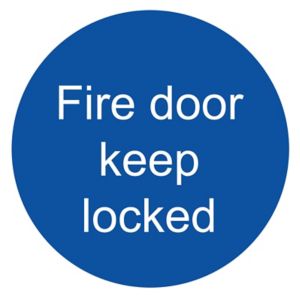 Image of Fire door keep locked Fire information sign (H)100mm (W)100mm