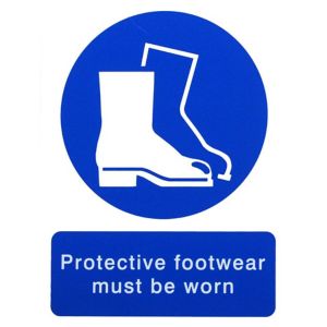 Image of Protective footwear must be worn Self-adhesive labels (H)200mm (W)150mm