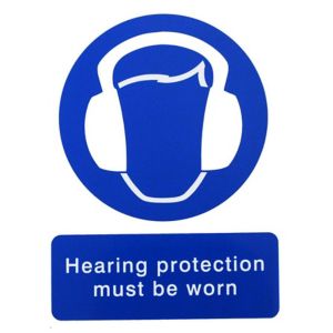 Image of Hearing protection must be worn Self-adhesive labels (H)200mm (W)150mm