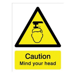 Image of Caution mind your head Self-adhesive labels (H)200mm (W)150mm