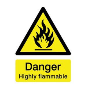 Image of Danger highly flammable Self-adhesive labels (H)200mm (W)150mm