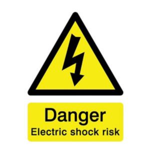 Image of Danger electric shock risk Self-adhesive labels (H)200mm (W)150mm