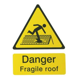 Image of Danger fragile roof Self-adhesive labels (H)200mm (W)150mm