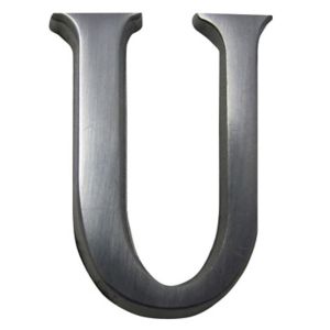 Image of The House Nameplate Company Brushed Silver effect Aluminium Self-adhesive House letter U (H)40mm (W)25mm