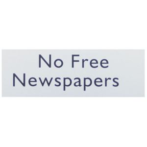 Image of No free newspapers Self-adhesive labels (H)50mm (W)150mm