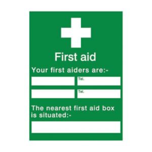 Image of Your first aiders are Self-adhesive labels (H)200mm (W)150mm