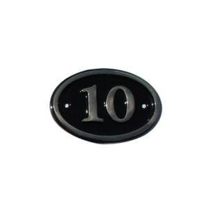 Image of The House Nameplate Company Polished Black Brass Oval House number 10 (H)120mm (W)160mm
