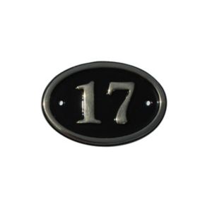 Image of The House Nameplate Company Polished Black Brass Oval House number 17 (H)120mm (W)160mm