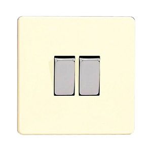 Image of Varilight 10A 2 way Gloss white chocolate Double Light Switch
