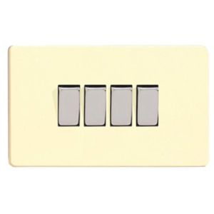 Image of Varilight 10A 2 way Gloss white chocolate Quadruple Light Switch