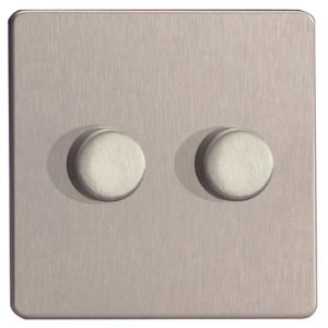 Image of Varilight 2 way Double Silver effect Dimmer switch