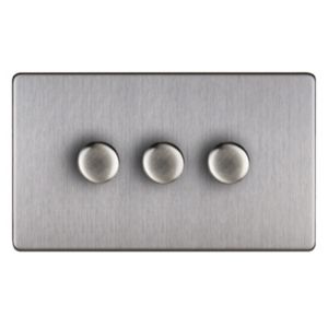 Image of Varilight 2 way Double Stainless steel effect Dimmer switch