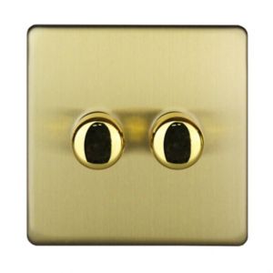Image of Varilight 2 way Single Brass effect Dimmer switch