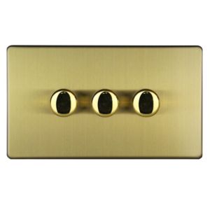 Image of Varilight 2 way Double Brass effect Dimmer switch