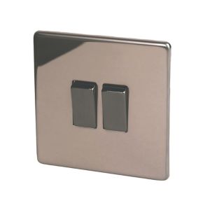 Image of Varilight 10A 2 way Bronze effect Double Light Switch