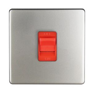 Image of Varilight 45A 1 way Satin silver effect Single Cooker Switch