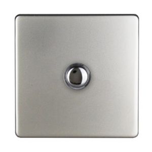 Image of Varilight 6A 2 way Satin silver effect Single Push light Switch