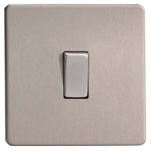 Image of Varilight 10A 2 way Brushed silver effect Single Light Switch
