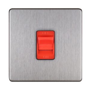 Image of Varilight 45A 1 way Stainless steel effect Single Switch