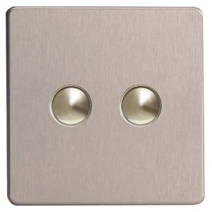 Image of Varilight 6A 2 way Silver effect Double Push light Switch