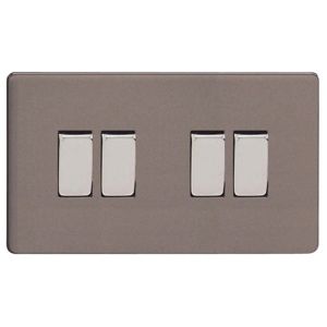 Image of Varilight 10A 2 way Grey Quadruple Light Switch