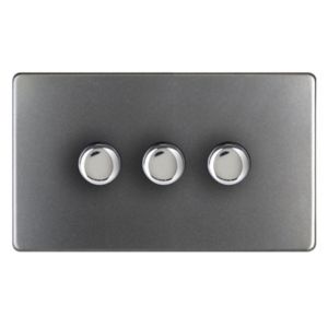 Image of Varilight 2 way Double Grey Slate effect Dimmer switch