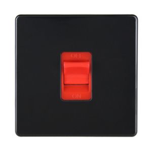 Image of Varilight 45A 1 way Gloss black Single Cooker Switch