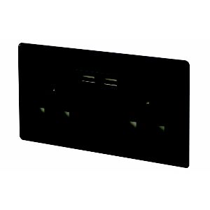 Image of Varilight 13A Black USB socket