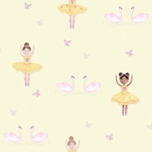 Image of Holden Décor Yellow Dancers Glitter effect Smooth Wallpaper