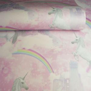 Image of Holden Décor Pink Unicorn Glitter effect Smooth Wallpaper