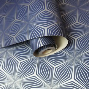 Image of Holden Décor Statement Blue Geometric Metallic effect Smooth Wallpaper