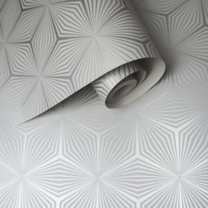 Image of Holden Décor Statement Grey Geometric Metallic effect Smooth Wallpaper