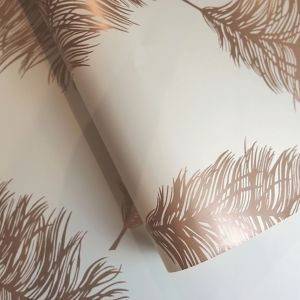 Image of Holden Décor Statement Cream Feather Metallic effect Smooth Wallpaper