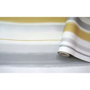 Image of Holden Décor Statement Talbot Grey & yellow Striped Smooth Wallpaper