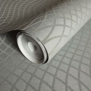 Image of Holden Décor Grey Geometric Glitter effect Wallpaper