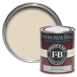 Image of Farrow & Ball Estate Lime white No.1 Eggshell Metal & wood paint 0.75L