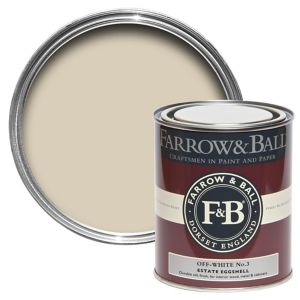 Image of Farrow & Ball Estate Off white No.3 Eggshell Metal & wood paint 0.75L