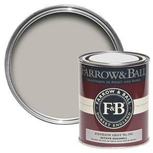 Image of Farrow & Ball Estate Pavilion gray No.242 Eggshell Metal & wood paint 0.75L