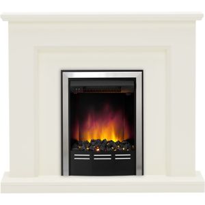 Image of Be Modern Francis Soft white Chrome effect Electric Fire Suite