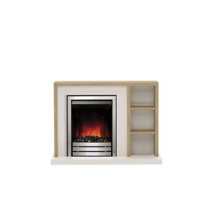 Image of Be Modern Eccleston Oak brown Chrome effect Electric Fire Suite