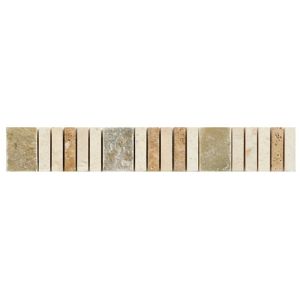Image of Matchstick Natural Silver effect Mosaic Border tile (L)250mm (W)40mm