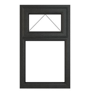 Image of GoodHome Clear Double glazed Grey uPVC Top hung Window (H)965mm (W)610mm
