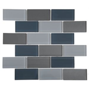 Image of Lofthouse Petrol grey Glass Mosaic tile (L)300mm (W)300mm