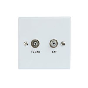 Image of Tristar White Double Coaxial & satellite socket