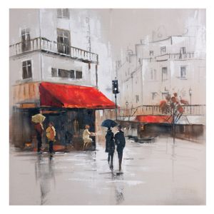 Image of French café scene Multicolour Canvas art (H)800mm (W)800mm