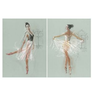 Image of Ballerina Multicolour Canvas art Set of 2 (H)770mm (W)570mm
