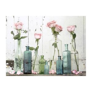 Image of Roses in vase Pastel shades Canvas art (H)600mm (W)800mm